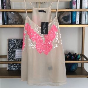 Pink and Cream Sequin Tank